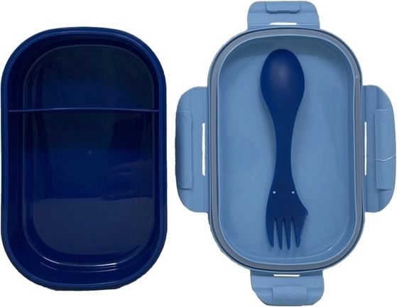 3 en 1 : boîte à goûter avec couverts à l’intérieur