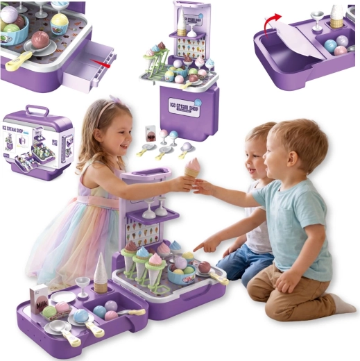 TinyMini glacier pour enfants dans une valise 3 en 1, 62 pièces