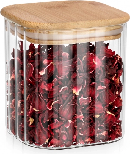 Bocal en verre pour aliments secs avec couvercle en bambou et joint 750 ml