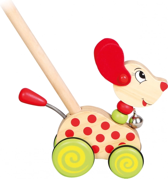 Bino chien à pousser sur tige avec grelot