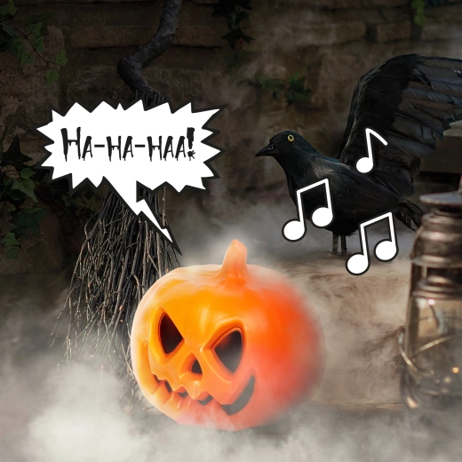 Lanterne citrouille d’Halloween avec effet sonore et LED
