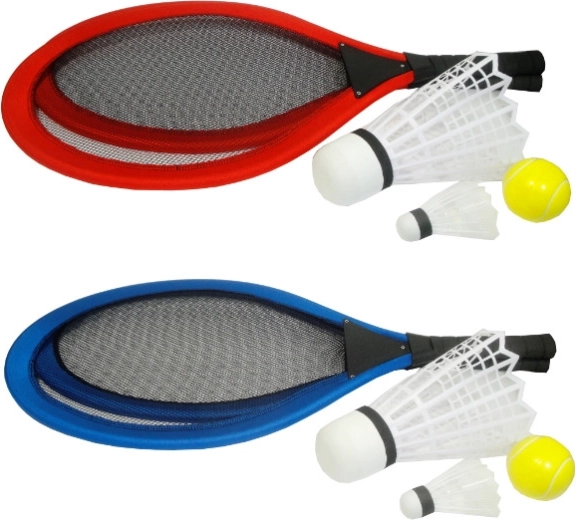 Set de badminton pour enfants – 2 grandes raquettes, grand et petit volant, balle