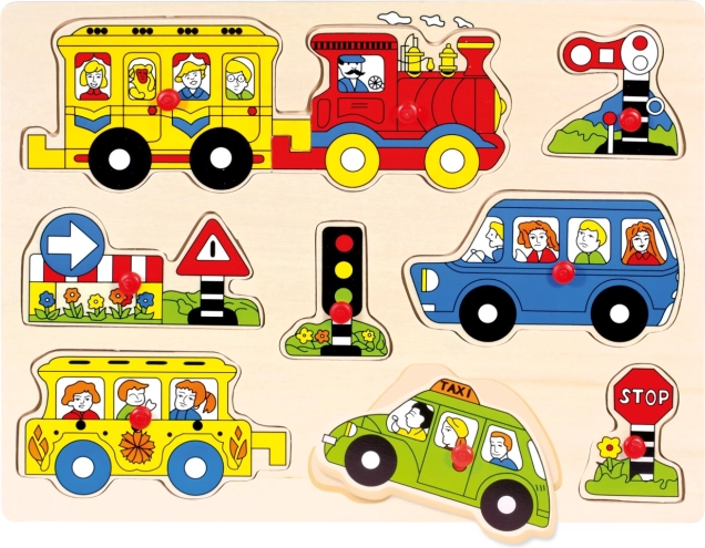 Puzzle d'encastrement en bois Bino Transport