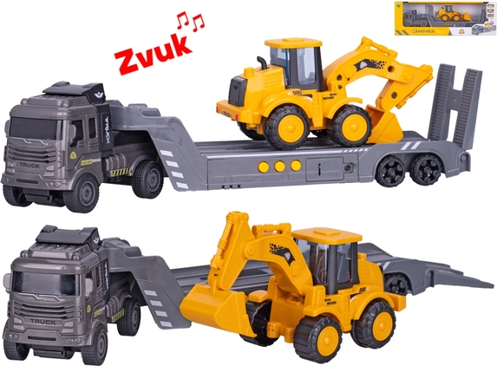 Set de jeu d’engins de chantier avec camion-benne et pelleteuse, volant d’inertie et sons