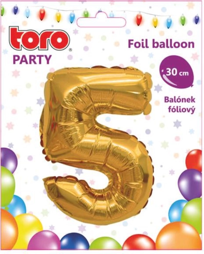 Ballon en feuille chiffre 5 30 cm or TORO