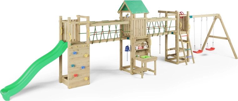 Long toboggan et pont de corde pour des jeux dynamiques
