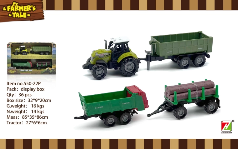 Tracteur avec lumières, sons et remorques à l’échelle 1:48
