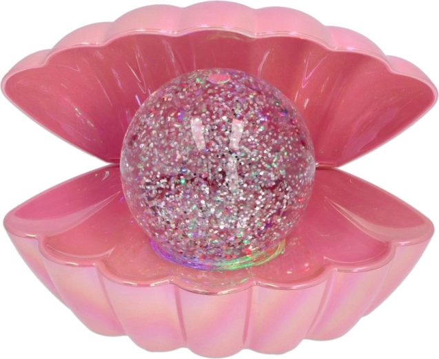 Lampe LED décorative coquillage avec boule scintillante rose
