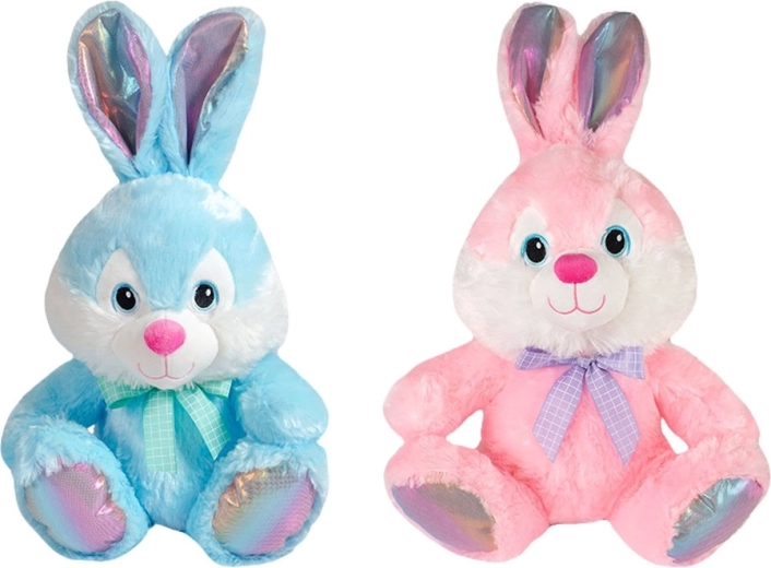Lapin en peluche assis 43 cm rose ou bleu