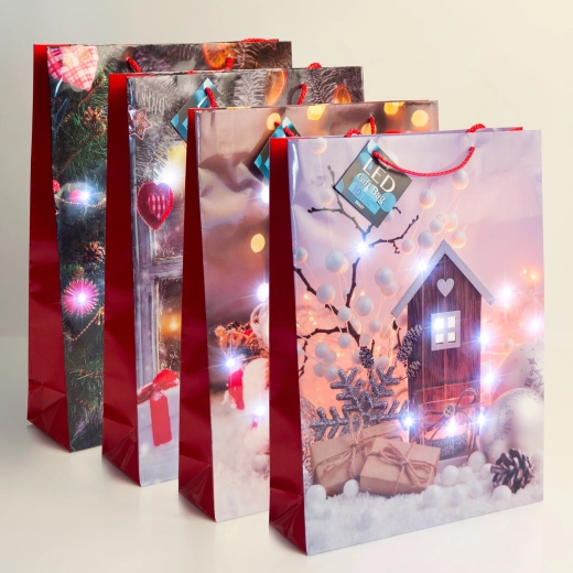 Sac cadeau LED avec éclairage blanc froid - 1 pièce