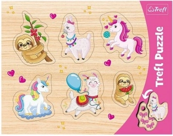 Puzzle en bois TREFL – licornes, lamas et paresseux