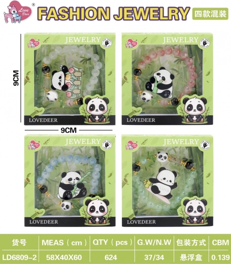 Set de bijoux pour enfants avec panda – bracelet bleu