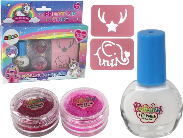 Coffret manucure pour enfants avec vernis, paillettes libres et pochoirs