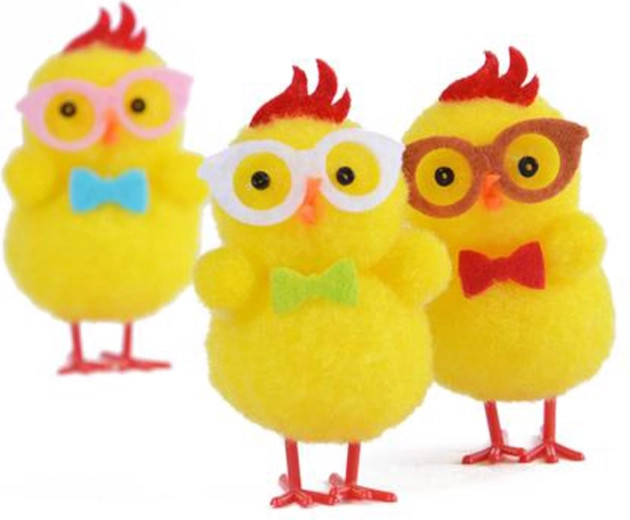 Poussins joyeux avec lunettes – décoration de Pâques (3 pcs)