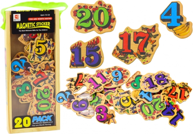 Chiffres en bois magnétiques avec images 20 pcs