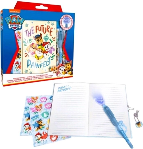 Coffret cadeau avec stylo secret, carnet et autocollants La Pat’ Patrouille
