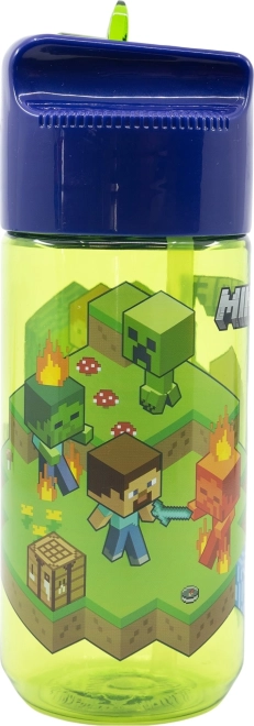 Bouteille d’eau pour enfants avec paille Minecraft vert-bleu