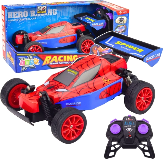 Voiture de course RC super-héros 2,4G avec lumières et sons – rouge