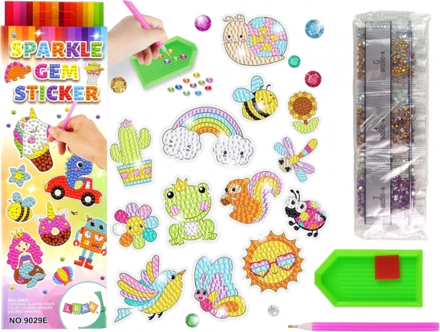 Set créatif de stickers diamant Animaux et arc-en-ciel