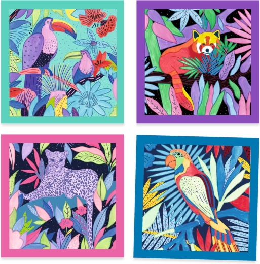 4 motifs de jungle à colorier