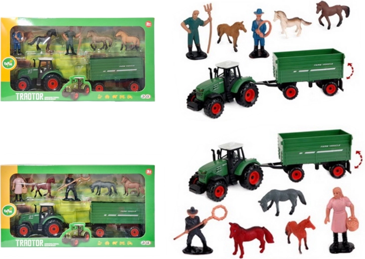 Set de ferme : tracteur avec remorque et accessoires