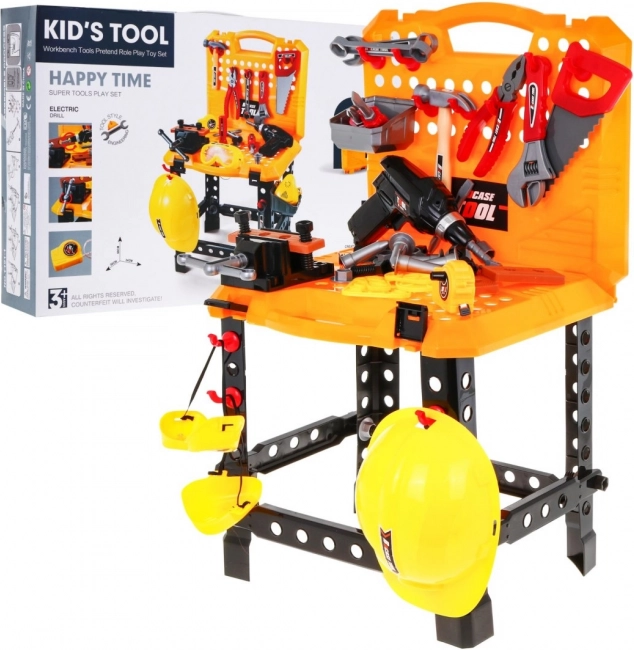 Atelier pour enfants 3 en 1 avec valise et tenue de construction, 100 pièces