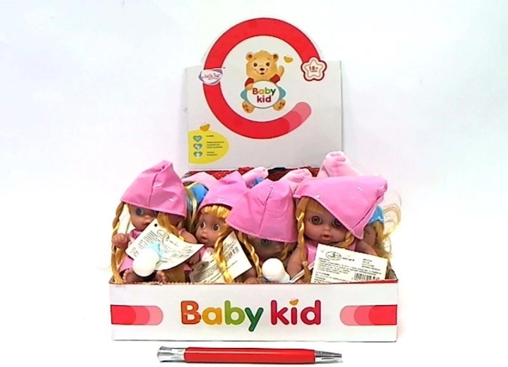 Mini poupée sonore avec bonnet coloré 13 cm