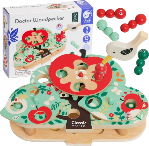 classic world jeu d’adresse magnétique attrape le petit ver, 16 pièces