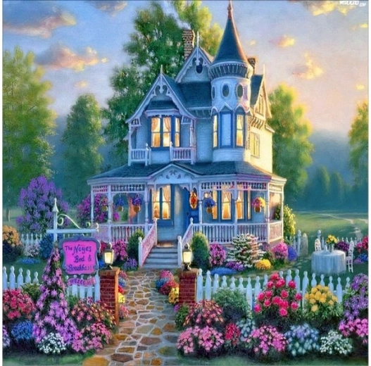 Broderie diamant (diamond painting) – villa avec jardin 30 × 40 cm - 1 pièce
