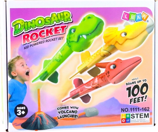 Design volcanique et équipage de dinosaures