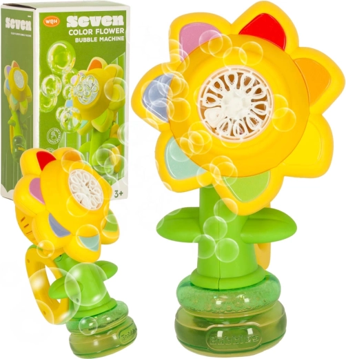 Machine à bulles automatique en forme de fleur avec effets lumineux