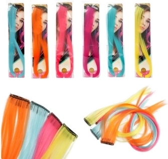 Mèche de cheveux colorée avec pince 50 cm - 1 pièce