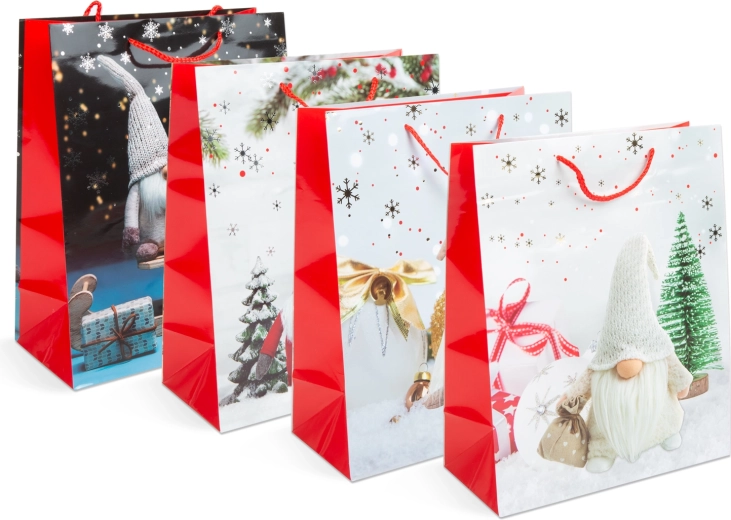 Sac cadeau de Noël en papier pour bouteille - 1 pièce