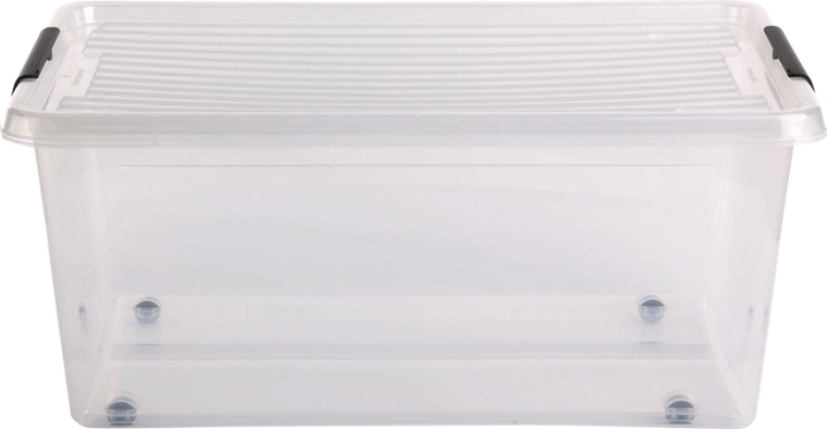 Boîte de rangement en plastique Simplestore avec couvercle et roulettes 40 l