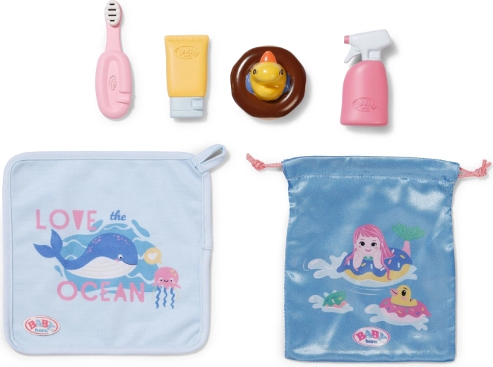 Gant de toilette et sac pour accessoires