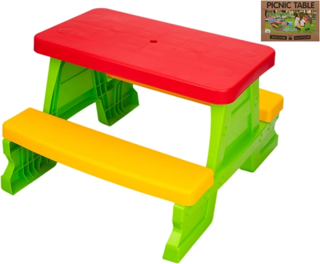 Table de pique-nique de jardin pour enfants Dorex avec bancs intégrés, rose
