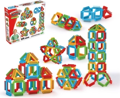 Jeu de construction puzzle géométrique 64 pièces