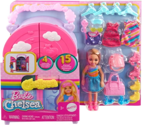 Barbie Chelsea armoire – poupée et 15 accessoires