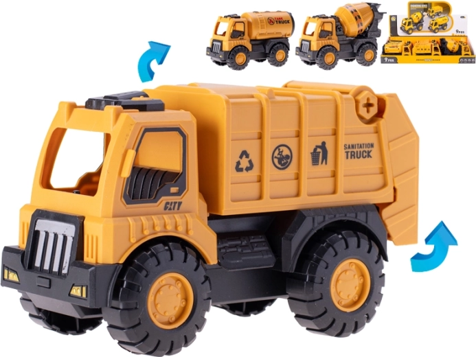 Ensemble de véhicules de chantier à friction 15 cm, plastique, 9 pcs en présentoir