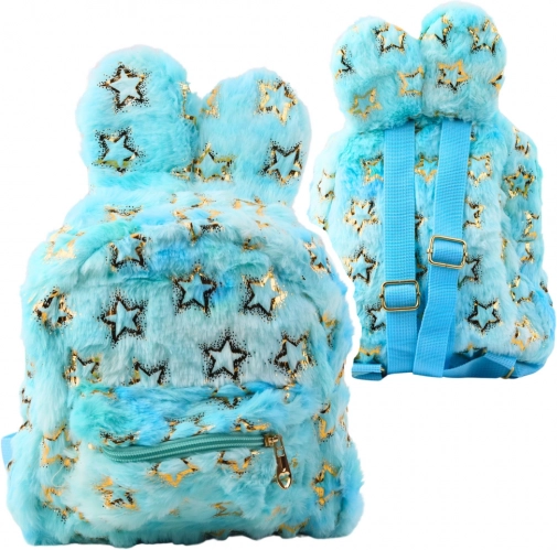 Sac à dos en peluche pour enfant avec petites étoiles dorées bleu