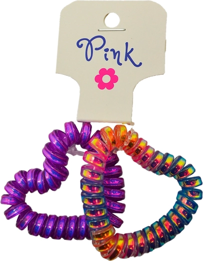 PINK élastiques à cheveux en forme de cœur arc-en-ciel et violet (2 pcs)