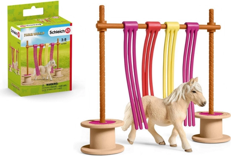 Schleich set cheval avec obstacles et autocollants