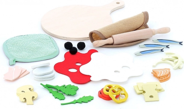 Vilac atelier de fabrication de pizza – set de pizza en bois pour enfants