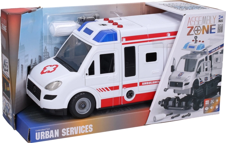 Ambulance à visser avec effets lumineux et sonores, 31 cm