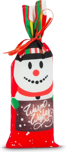 Porte-bouteille de Noël avec ruban et motif bonhomme de neige