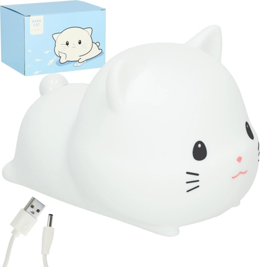 Lampe de nuit USB en silicone, forme de chat blanc