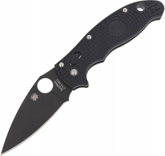 Couteau pliant Spyderco Manix 2 Lightweight Black, finition DLC noire, manche FRN 8,6 cm