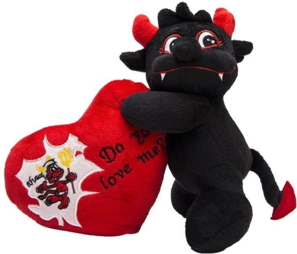 Peluche petit diable avec cœur 20 cm noir - 1 pièce