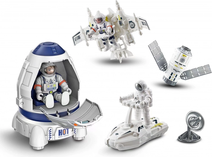 Set spatial avec fusée et 2 figurines d’astronautes