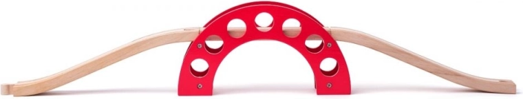Pont en bois avec arche rouge pour trains